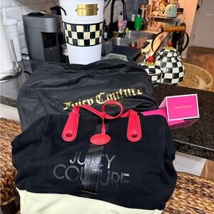 Juicy Couture Black and Cream Handbag with Red Accents